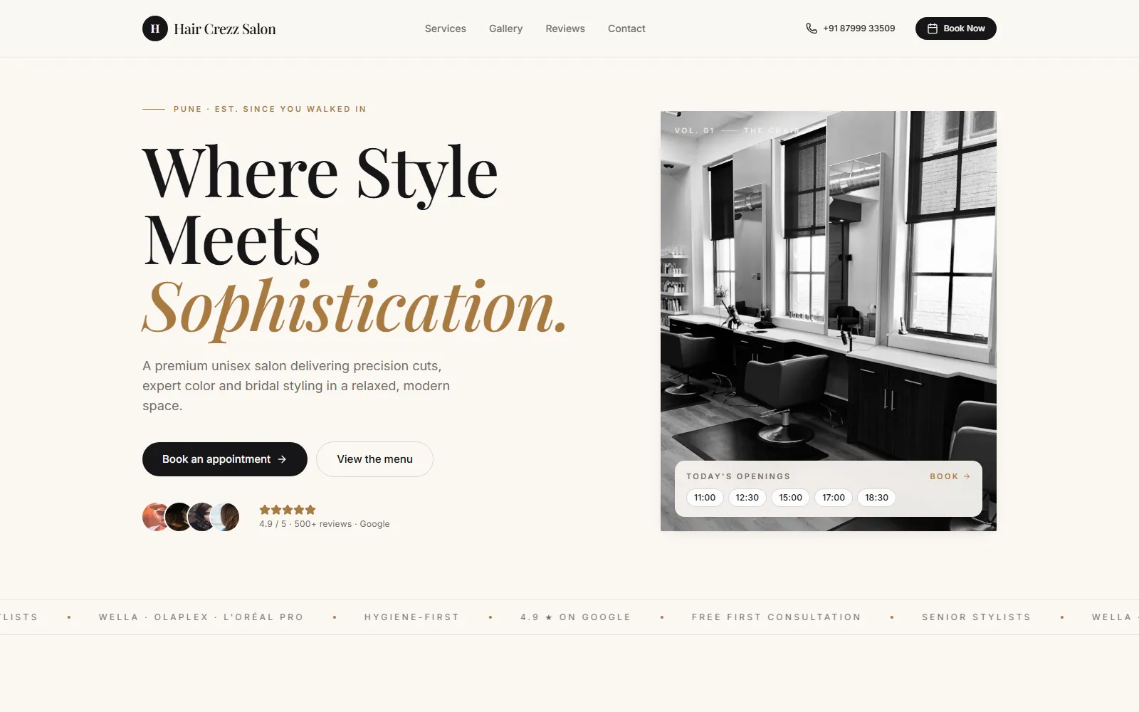 Hair Crezz — Salon Booking Template screenshot